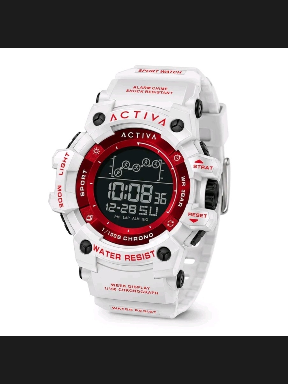 Activa White and Red Rugged Digital Sport Watch